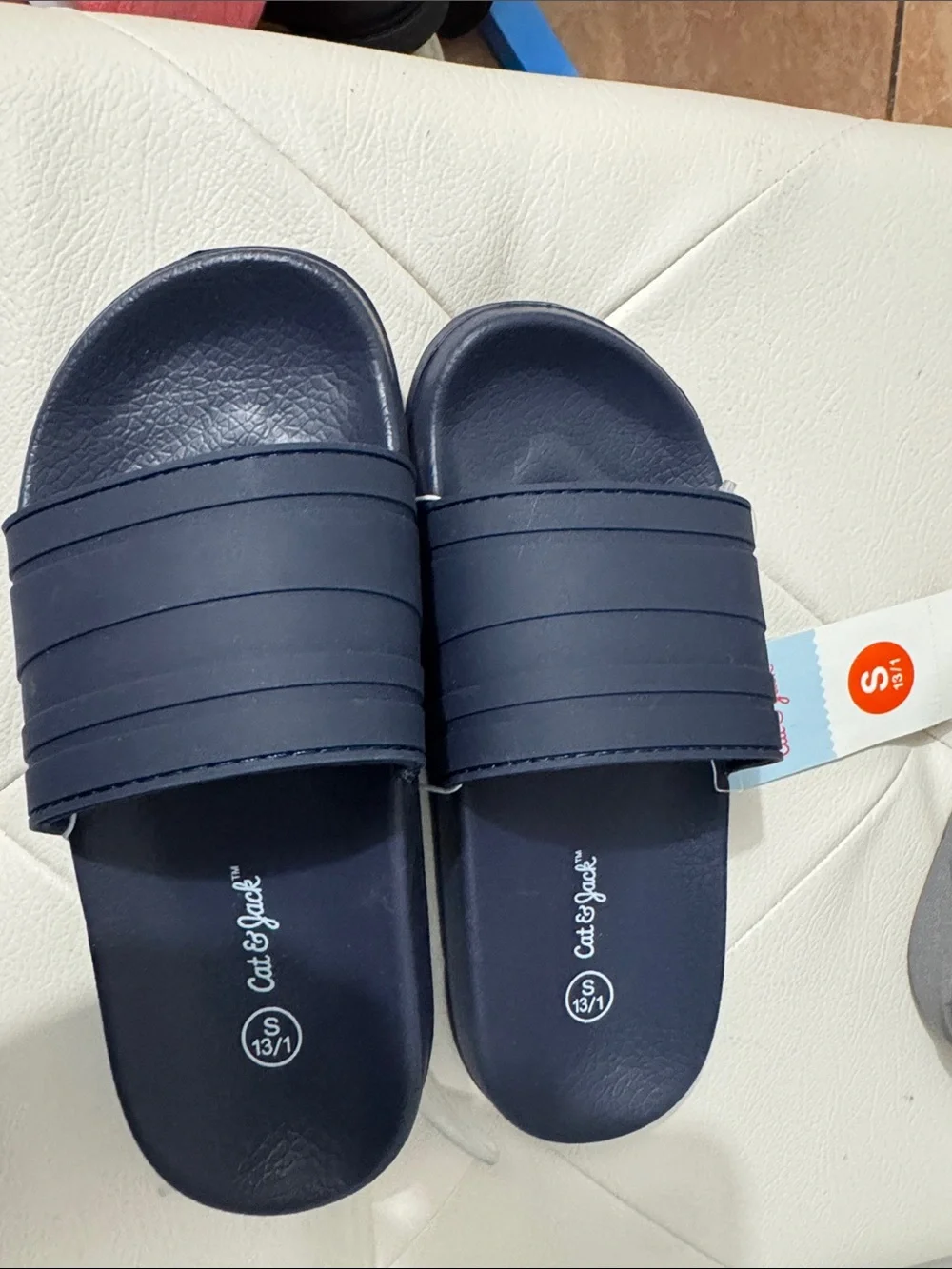 Cat & Jack Navy Men's Slide Sandals